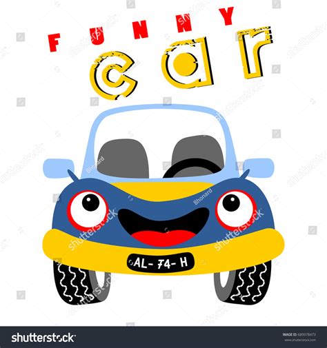 Funny Car Vector Cartoon Illustration Stock Vector Royalty Free 689978473 Shutterstock