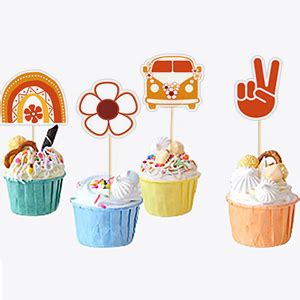 Amazon 24 Pcs Two Groovy Cupcake Toppers 2nd Birthday Hippie