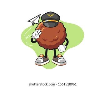 Meatball Pilot Cartoon Mascot Character Vector Stock Vector Royalty