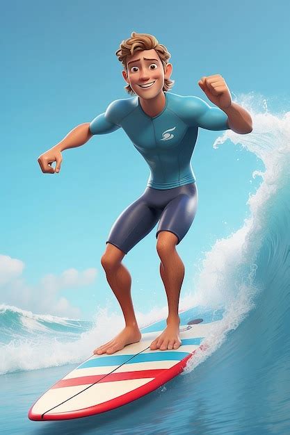 Premium Photo Surfer Cartoon Character 3d Animation Illustration Guide