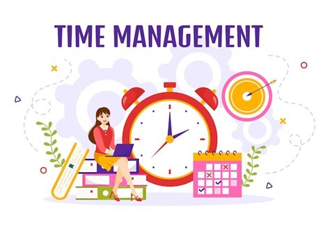 Premium Vector Time Management Illustration With Clock Controls And