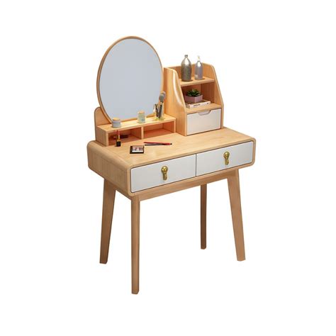 Modern 1574 Wide Solid Wood Table Makeup Vanity With Mirror And Drawers Makeup Vanity