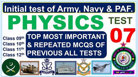 Top Most Repeated Physics Mcqs Part From Previous Tests Of Army