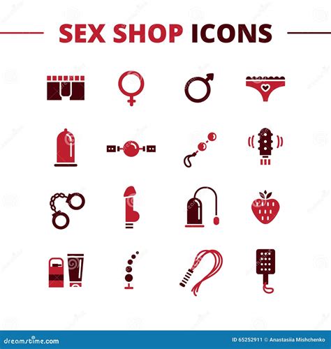 Vector Sex Shop Icons Set Trendy Two Color Line Stock Vector