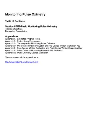 Fillable Online Monitoring Pulse Oximetry Fax Email Print Pdffiller