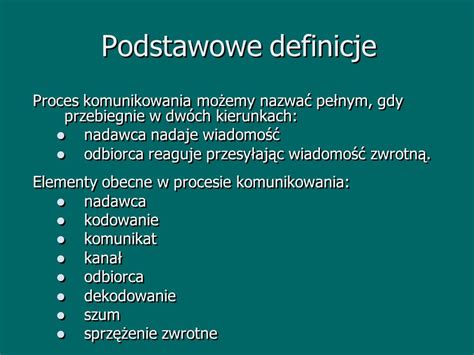 Komunikacja Interpersonalna Plan Prezentacji 1 Podstawowe Definicje 2