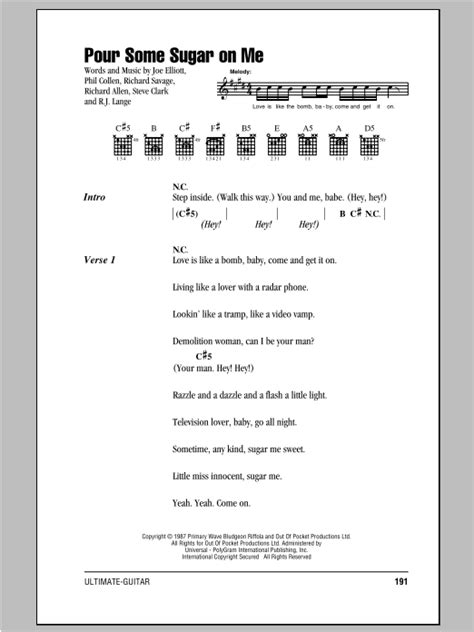 Pour Some Sugar On Me by Def Leppard - Guitar Chords/Lyrics - Guitar ...