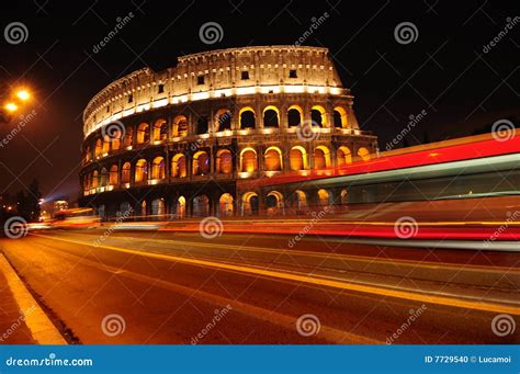 Colosseum at Night in Rome, Italy Stock Photo - Image of monument ...