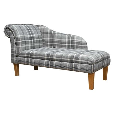 Chaise Longue In Balmoral Dove Tartan Fryetts Fabric Beaumont