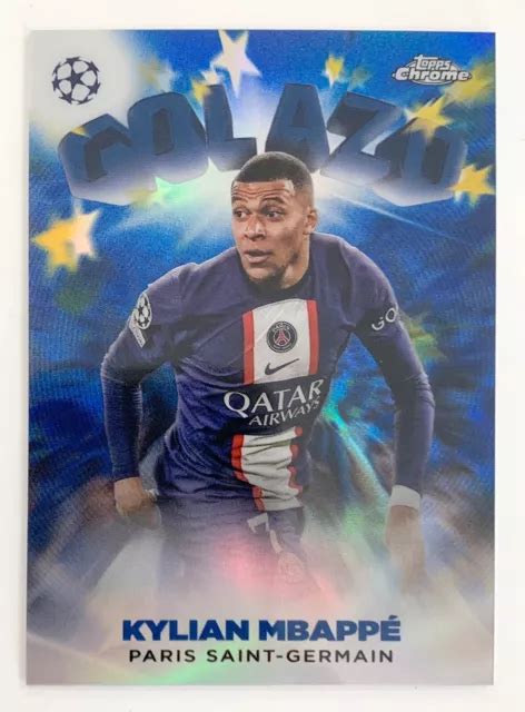 2023 TOPPS CHROME UEFA Champions League Kylian Mbappe Golazo Blue PSG