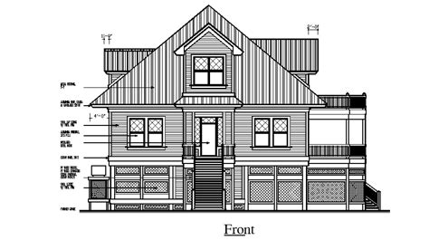 Simple house front elevation drawing dwg free file - Cadbull