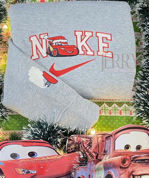 Mcqueen And Mater Christmas Disney Nike Embroidered Sweatshirt Jerry