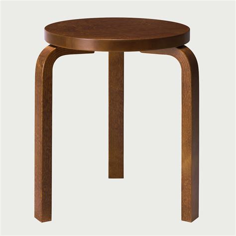 Artek Alvar Aalto Three Legged Stool 60 Walnut Stained Artek