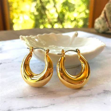 Super Chunky Gold Hoop Earrings Thick Extra Bold Hoops Gold Etsy