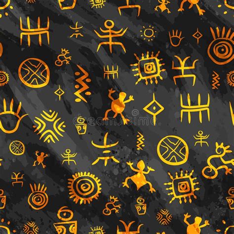 Awesome Golden Native South American Indigenous Petroglyphs Stock ...