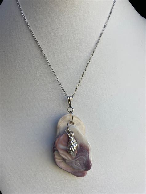 Wampum Seashell Pendant Necklace Sea Shells Clustered With A Sterling