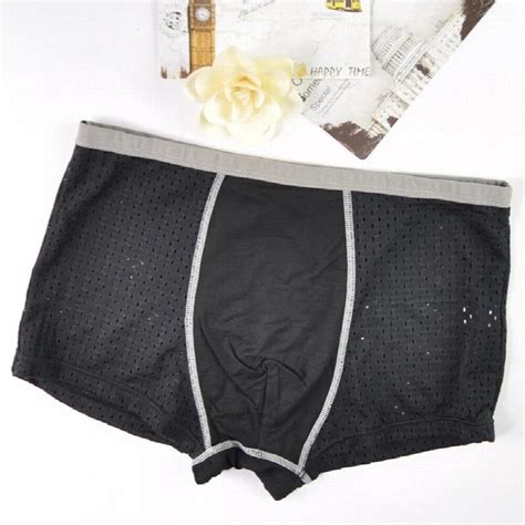 Breathable Quick Dry Flat Underwear Men Mesh Hollow Plus Size Solid