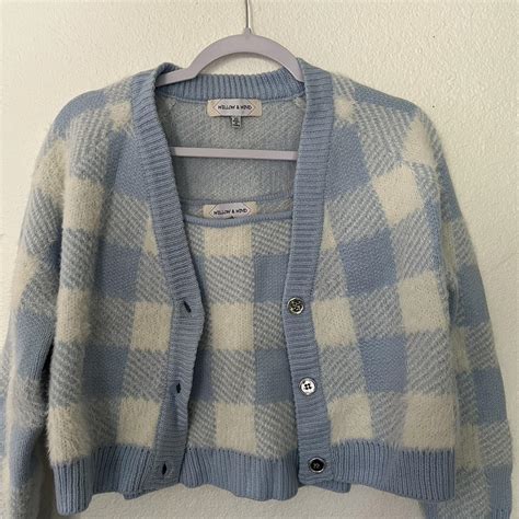 Women S Blue And White Cardigan Depop