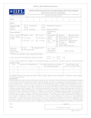 Fillable Online IIFL Mutual Funds FATCA CRS Declaration And