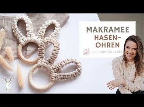 Makramee Ostern Hasenohren knüpfen DIY Osterhase Greifring