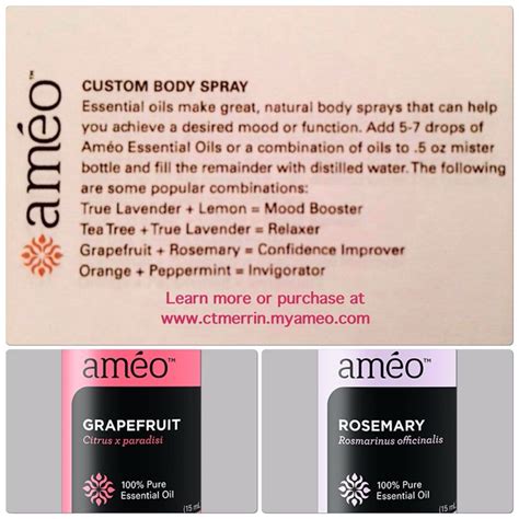 Améo Essential Oil Creat Your Own Body Spray That Feels Good Going On And Helps With Your O