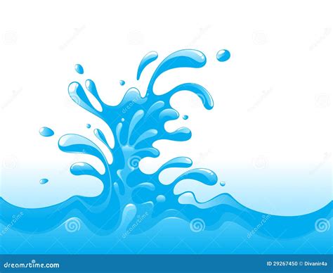 Chapoteo Del Agua Azul Aislado En Blanco Ilustración del Vector