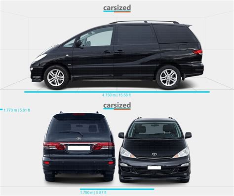 Toyota Previa 2000 2005 Dimensions Rear View