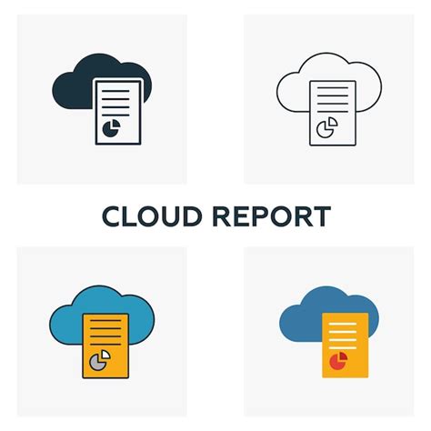 Conjunto De Iconos De Informes En La Nube Cuatro Elementos En