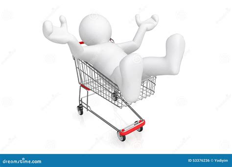 White Man With Shopping Cart Stock Illustration Illustration Of