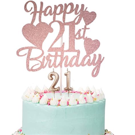 Buy Happy 21st Birthday Cake Topper Rose Gold 21st Birthday Cake