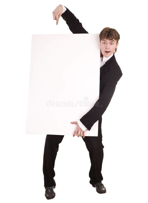 Naked Man With Blank Poster Stock Image Image Of Communication Banner