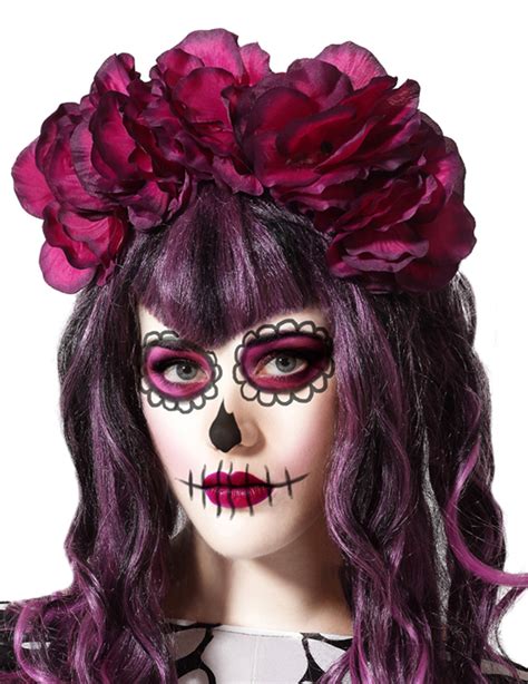 Serre T Te Grosses Fleurs Roses Dia De Los Muertos Femme Achat De