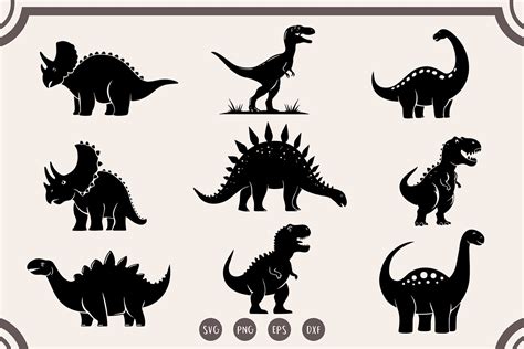 Dinosaur Bundle Svg Dinosaur Silhouette Graphic By Black Blot