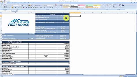 Real Estate Flipping Excel Spreadsheet Inside House Flipping