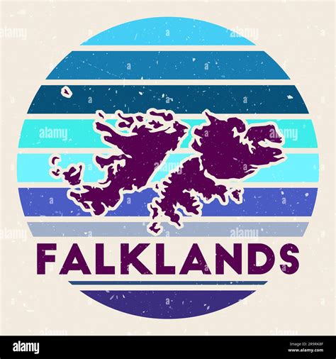Falklands Logo Sign With The Map Of The Country And Colored Stripes