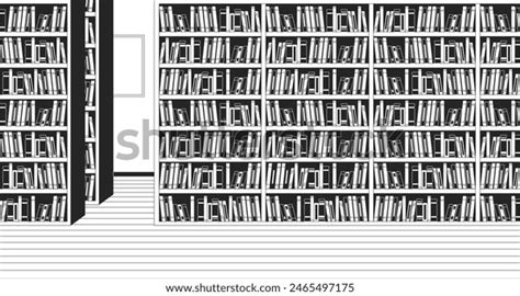 Public Library Interior Black White Line Stock Vector (Royalty Free ...