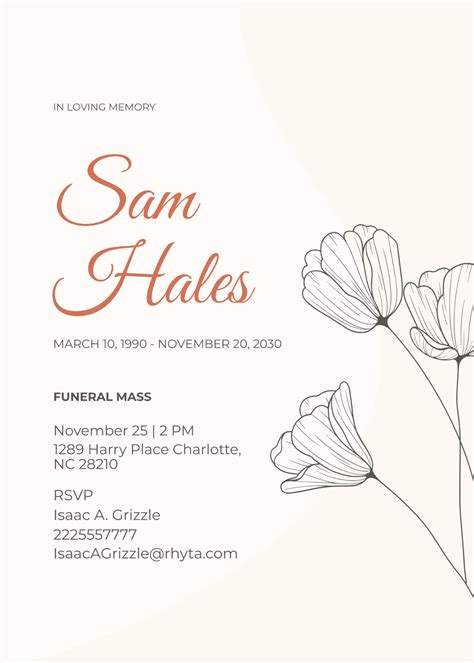 Free Funeral Mass Program Invitation Template Edit Online And Download