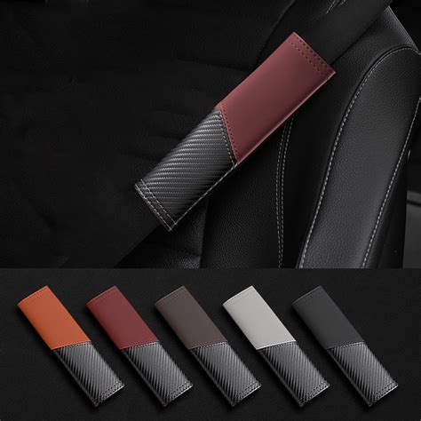 Seat Belt Cover Carbon Fiber Pattern Leather