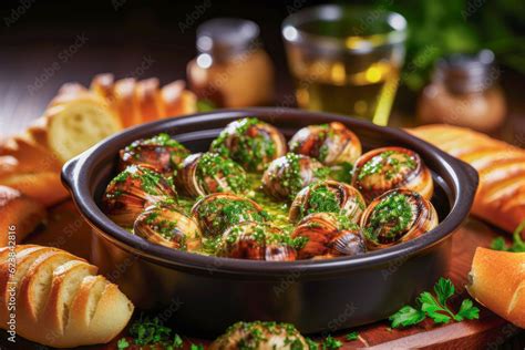 Escargots à la Bourguignonne tender snails cooked in garlic butter and