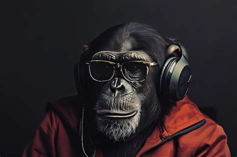 Premium Photo Monkey With Glasses And Headphones