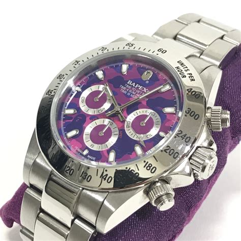 A Bathing Ape Bape Type 3 Daytona Automatic Bapex Watch Silverpurple