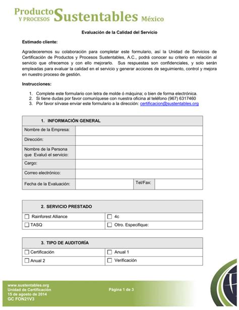 Evaluación de la Calidad del Servicio