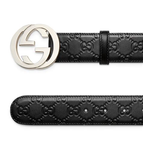 Mens Gucci Black Leather Interlocking G Belt Harrods UK