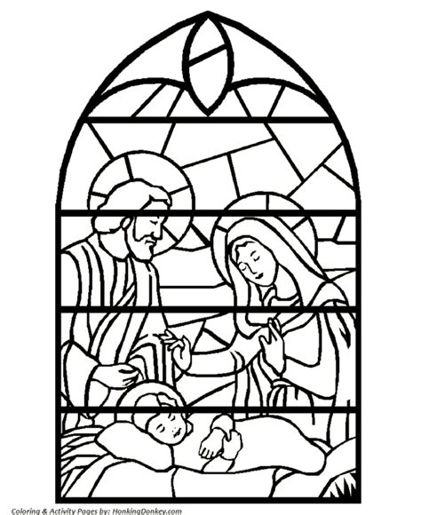 Bible Coloring Pages - Stained Glass Nativity Coloring Pages ...