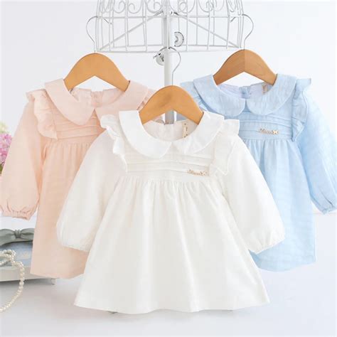 Baby Dress Newborn Baby Girls Dresses White Long Sleeve Baptism Gown ...