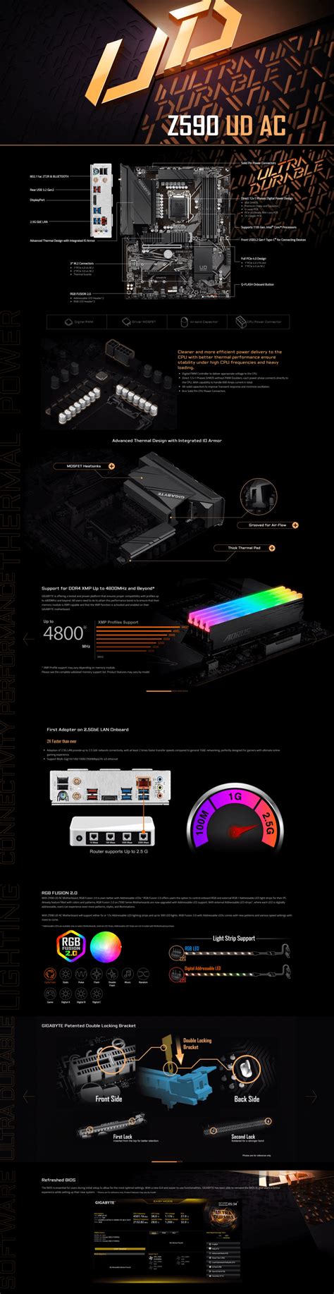 Gigabyte Z590 Ud Ac Lga 1200 11th Gen Atx Motherboard Intel Z590 Ultra