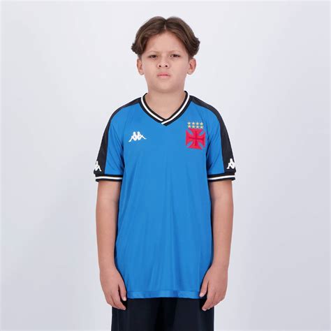 Camisa Kappa Vasco Goleiro 2024 Juvenil Azul FutFanatics