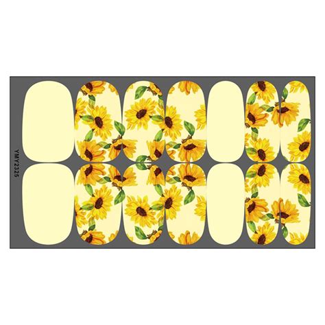 Sdjma Sunflowers Nail Art Stickers Holographic Flowers Nail Water