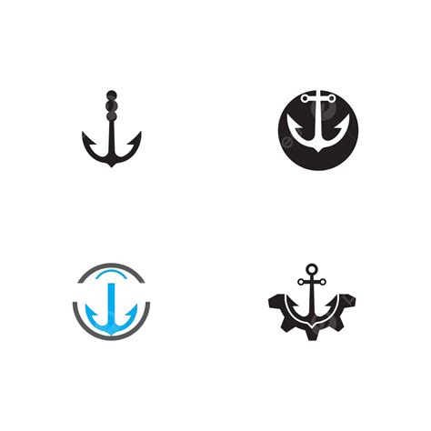 Set Anchor Logo Template Vector Nautical Silhouette White Vector Nautical Silhouette White