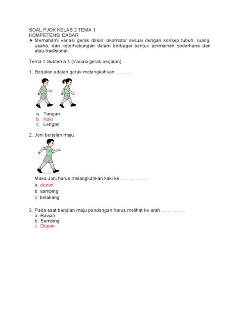 Soal Pjok Kelas 2 Tema 1 Pdf